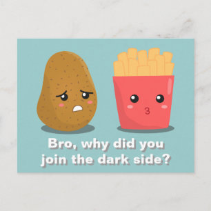 Kawaii Kartoffel und Pommes frites und die dunkle Postkarte