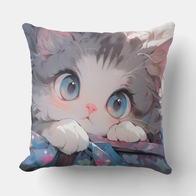 Kawaii Kat Kissen (Vorderseite)