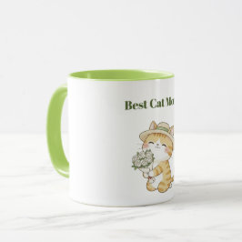 Kawaii-Katz-Gärtner-Rosenstrauß-Zweifarben-Tasse Tasse
