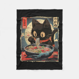 Kawaii-Katze, die Ramen-Nudeln isst, Vintage-Japan Fleecedecke
