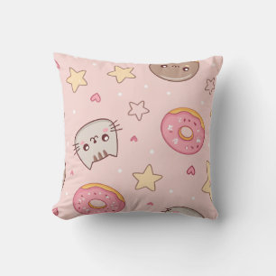 Kawaii-Katze-, Donut- und Sternmuster Kissen