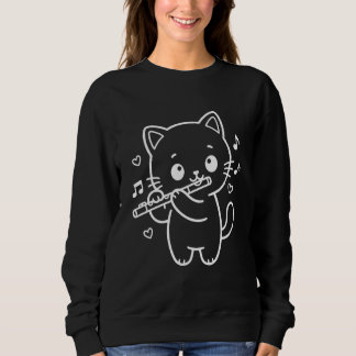Kawaii-Katze-Flöte spielendes Musikinstrument Sweatshirt