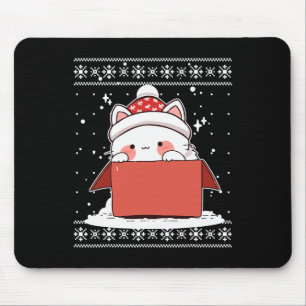 Kawaii Katze in einer Schachtel Weihnachten Niedli Mousepad