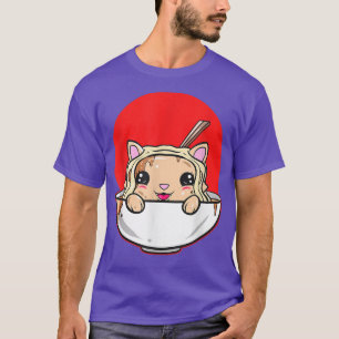Kawaii Katze in Ramen Bowl und japanischer Sun T-Shirt