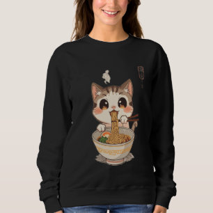 Kawaii-Katze isst Cat-Ramen Anime Merch Anime-Gesc Sweatshirt
