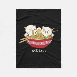 Kawaii Katze Japanisch Tokio Anime Cat Ramen T Shi Fleecedecke