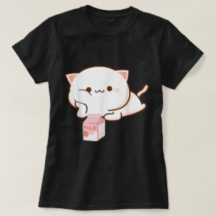 Kawaii-Katze mit Erdbeermilch T-Shirt