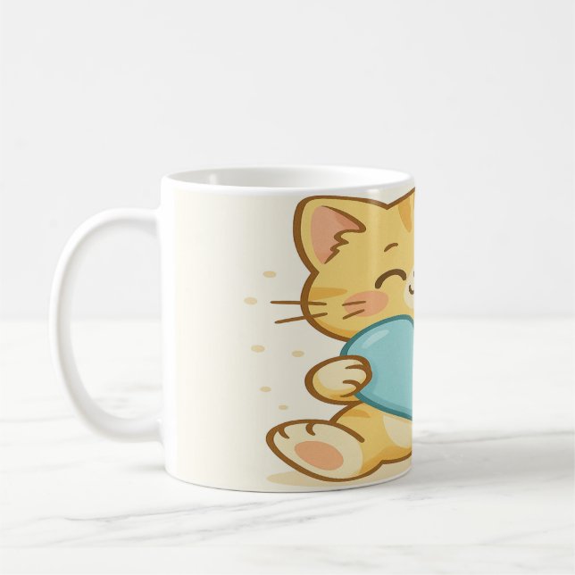 Kawaii Katze mit Herz Kaffeetasse (Links)