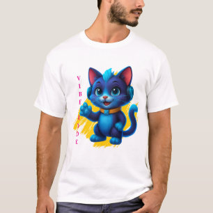 Kawaii Katze mit Kopfhörern T-Shirt