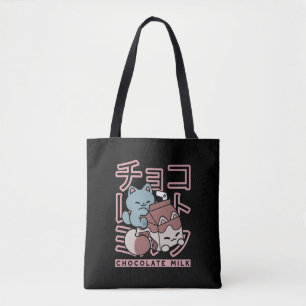 Kawaii-Katze mit Schokoladenmilch – Japanische Pop