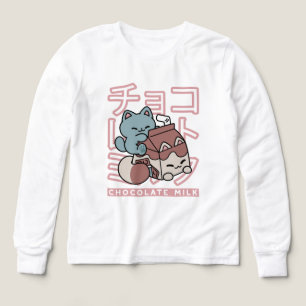 Kawaii-Katze mit Schokoladenmilch – Japanische Pop
