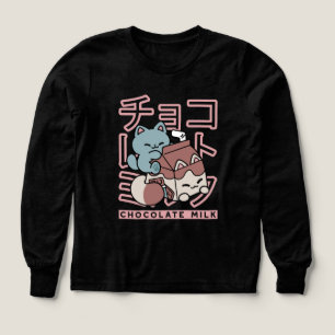 Kawaii-Katze mit Schokoladenmilch – Japanische Pop