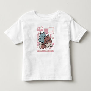Kawaii-Katze mit Schokoladenmilch – Japanische Pop Kleinkind T-shirt
