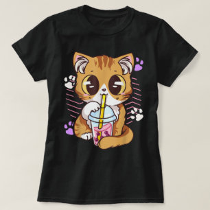 Kawaii-Katze trinkt Boba-Tee T-Shirt