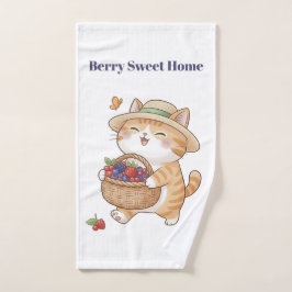 Kawaii-Katze- und Beeren-Badezimmer-Handtuch-Set Badhandtuch Set