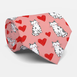 Kawaii-Katze und Herz-Valentinstagsmuster (5) Krawatte