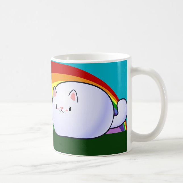 Kawaii Katze und Regenbogen Kaffeetasse (Rechts)
