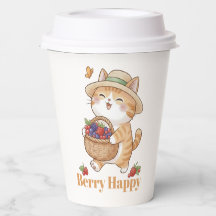 Kawaii-Katzen-Gärtner-Sommer-Beeren-Ernte-Papierbe