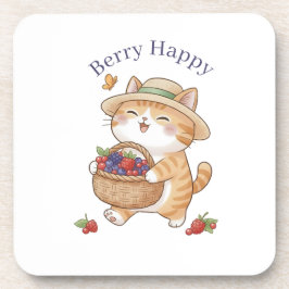 Kawaii-Katzen-Gärtner-Sommer-Beeren-Plastik-Unters Getränkeuntersetzer