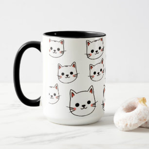 Kawaii Katzen-Gesichter – Süßes minimalistisches C Tasse