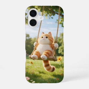 Kawaii-Katzen-Handyhülle auf einer Schaukel iPhone 16 Hülle