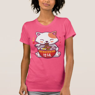 Kawaii Katzen Lieben Ramen  Anime Kitty eat Ramen  T-Shirt