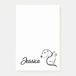 Kawaii Katzen- und Hunde-Linienkunst Post-it Klebezettel