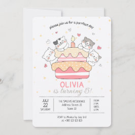 Kawaii Katzen und Kuchen Geburtstagsparty Einladun Einladung