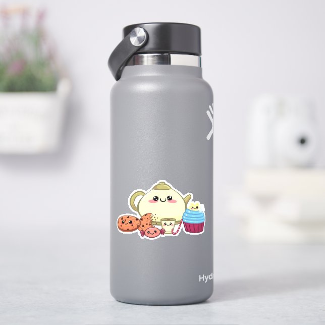 Kawaii-Kekse und warme Teezeit Aufkleber (HydroFlask)