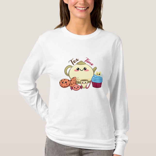 Kawaii-Kekse und warme Teezeit T-Shirt (Vorderseite)