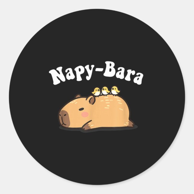 Kawaii Kids Sleep Napy Bara Boys Girls Capybara Pa Runder Aufkleber (Vorderseite)