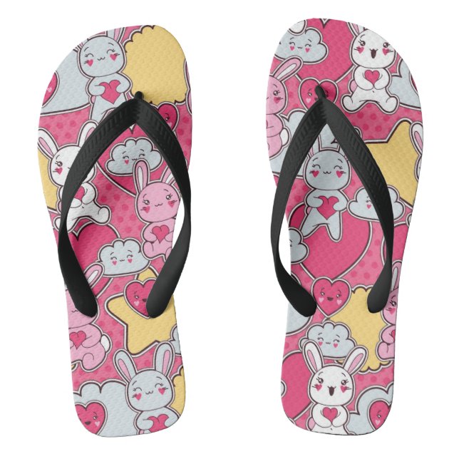 Kawaii-Kindermuster mit Niedlichen Doodles Flip Flops (Fußbett)
