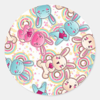 Kawaii Kindermuster mit Niedlichen Doodles Runder Aufkleber