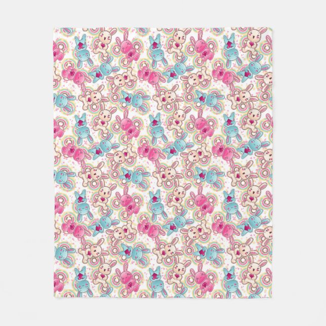 Kawaii Kindermuster mit niedlichen Gekritzeln 2 Fleecedecke (Vorderseite)