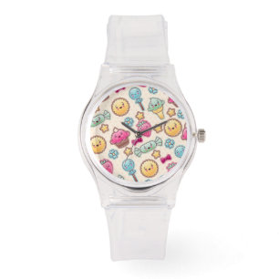 Kawaii Kindermuster mit niedlichen Gekritzeln Armbanduhr