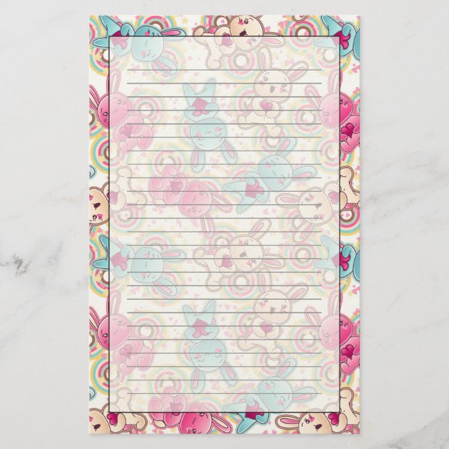 Kawaii Kindermuster mit niedlichen Gekritzeln Briefpapier (Vorderseite)