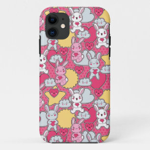 Kawaii Kindermuster mit niedlichen Gekritzeln iPhone 11 Hülle