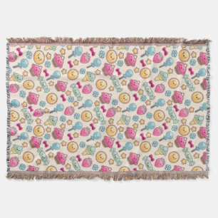 Kawaii Kindermuster mit niedlichen Gekritzeln Decke