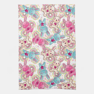 Kawaii Kindermuster mit niedlichen Gekritzeln Geschirrtuch
