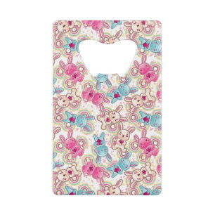 Kawaii Kindermuster mit niedlichen Gekritzeln Kreditkartenflaschenöffner