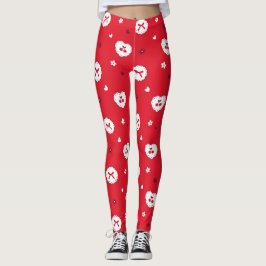 Kawaii-Kirschen- und Schleifenmuster Leggings