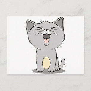 Kawaii kitten grau postkarte