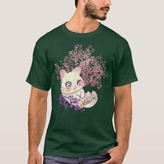 Kawaii Kitten Sakura Tree Cherry Blume Japanisch B T-Shirt