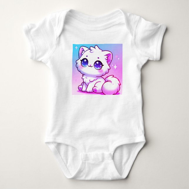 Kawaii Kitty Baby Bodysuit Strampler (Vorderseite)