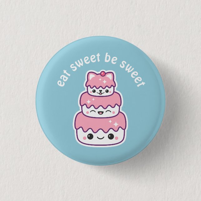 Kawaii Kitty Cat Cake Button (Vorderseite)
