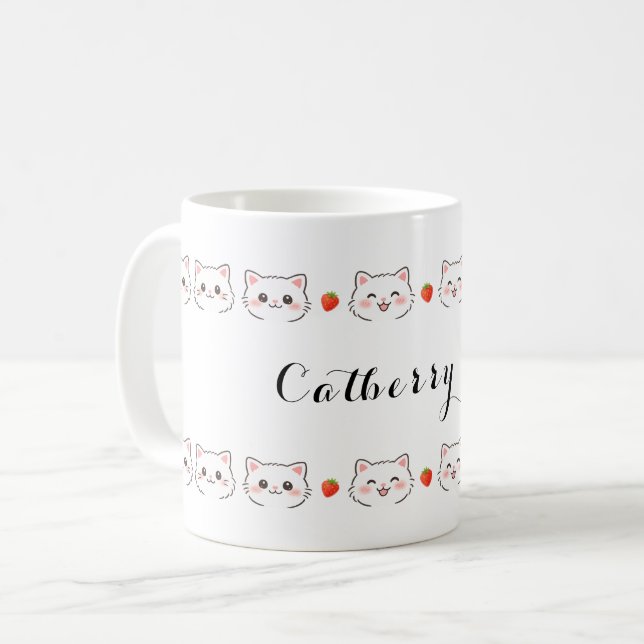 Kawaii Kitty Ceramic Mug Kaffeetasse (Vorderseite Links)