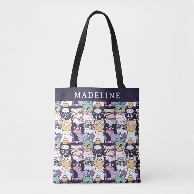 Kawaii Kitty Costume Personalisiert Trick oder Tre (Vorderseite)