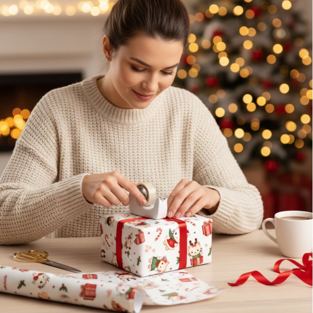 Kawaii Kitty & Friends Weihnachtswrapping Paper Geschenkpapier Set (Von Creator hochgeladen)