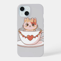 Kawaii Kitty in einer Teetasse