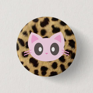 Kawaii kitty leopard print button